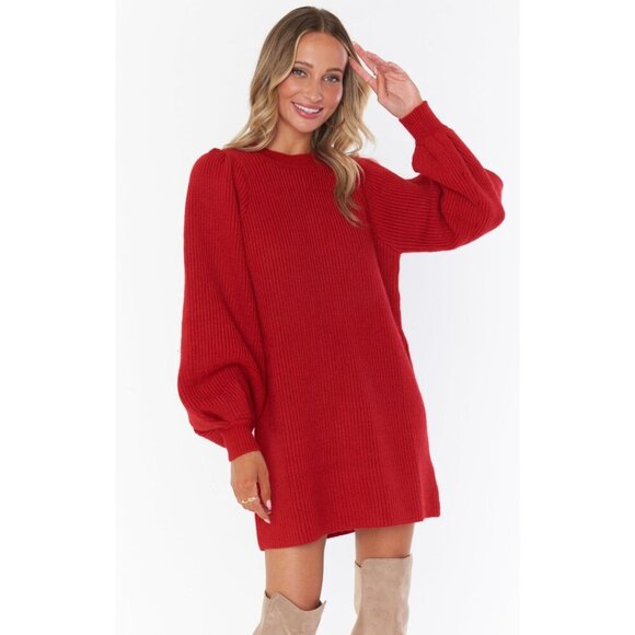 Show Me Your Mumu Red  Dixon Balloon Sleeves Knit Sweater Women's Size S - Picture 1 of 9